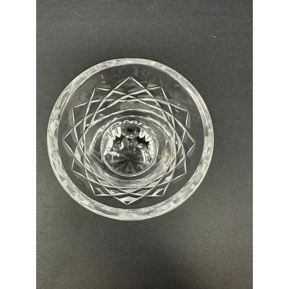 Vintage Cut Crystal Thistle Bud Vase Clear Glass Starburst Base 3.25 Inch